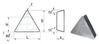 Пластина TРUN - 080304 ВК8(В35) трехгранная (01311) гладкая без отверстия